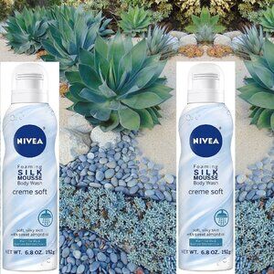 2 new Nivea Creme Soft Foaming Silk Mousse Body Wash - Vanilla & Jasmine Blossom
